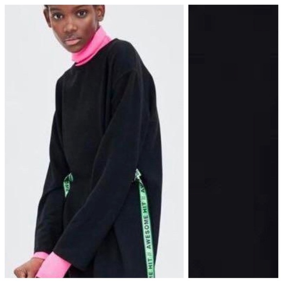 NWT Black Midi Dress with Green Buckle Strap. Size M. - Picture 4 of 9